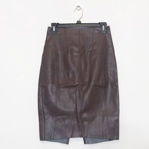 Express Maroon Leather Pencil Skirt